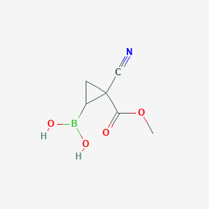 Chemical structure of 2-Cyano-2-(methoxycarbonyl)cyclopropyl boronic acid