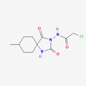 Chemical structure of 2-Chloro-N-(8-methyl-2,4-dioxo-1,3-diaza-spiro[4.5]dec-3-yl)-acetamide