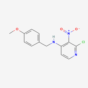Chemical structure of 2-Chloro-N-(4-methoxybenzyl)-3-nitropyridin-4-amine
