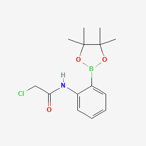 Chemical structure of 2-Chloro-N-(2-(4,4,5,5-tetramethyl-1,3,2-dioxaborolan-2-yl)phenyl)acetamide