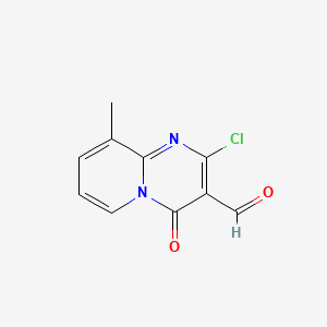 Chemical structure of 2-Chloro-9-methyl-4-oxo-4H-pyrido[1,2-a]pyrimidine-3-carbaldehyde