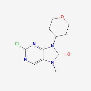 Chemical structure of 2-Chloro-7-methyl-9-(tetrahydro-2H-pyran-4-yl)-7H-purin-8(9H)-one