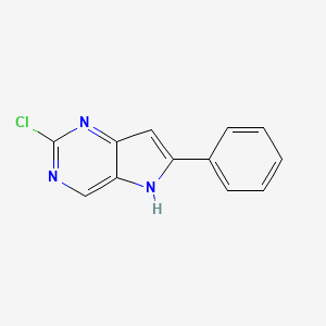 Chemical structure of 2-Chloro-6-phenyl-5H-pyrrolo[3,2-d]pyrimidine