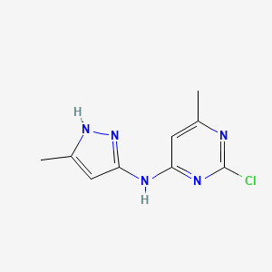 Chemical structure of 2-Chloro-6-methyl-N-(5-methyl-1H-pyrazol-3-yl)pyrimidin-4-amine