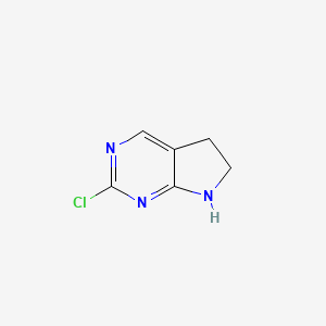 Chemical structure of 2-Chloro-6,7-dihydro-5H-pyrrolo[2,3-d]pyrimidine
