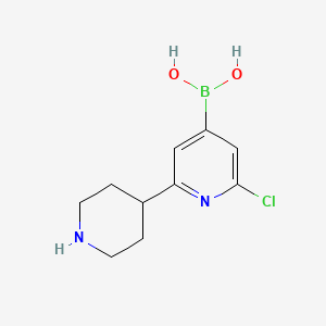 Chemical structure of 2-Chloro-6-(piperidin-4-yl)pyridine-4-boronic acid