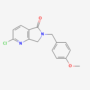 Chemical structure of 2-Chloro-6-(4-methoxybenzyl)-6,7-dihydro-5H-pyrrolo[3,4-b]pyridin-5-one