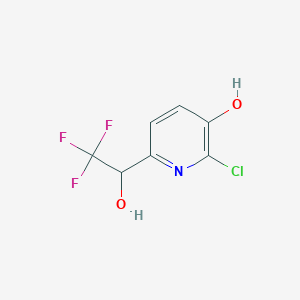 Chemical structure of 2-Chloro-6-(2,2,2-trifluoro-1-hydroxyethyl)pyridin-3-ol