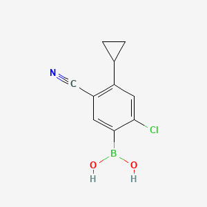Chemical structure of 2-Chloro-5-cyano-4-cyclopropylphenylboronic acid