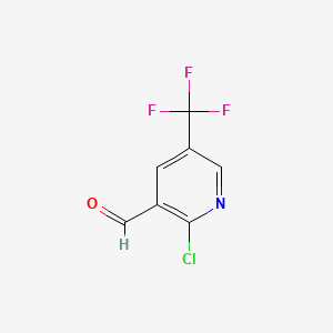 Chemical structure of 2-chloro-5-(trifluoromethyl)pyridine-3-carbaldehyde
