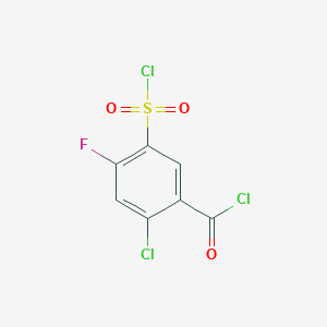 Chemical structure of 2-Chloro-5-(chlorosulfonyl)-4-fluorobenzoyl chloride