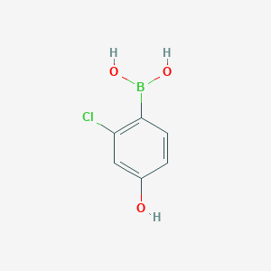 Chemical structure of 2-chloro-4-hydroxyphenylboronic acid