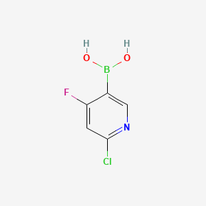 Chemical structure of 2-Chloro-4-fluoropyridine-5-boronic acid