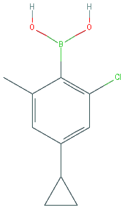 Chemical structure of 2-Chloro-4-cyclopropyl-6-methylphenylboronic acid