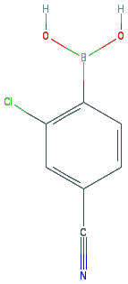Chemical structure of 2-Chloro-4-cyanophenylboronic Acid