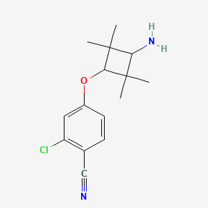 Chemical structure of 2-chloro-4-[trans-3-amino-2,2,4,4-tetramethylcyclobutoxy]benzonitrile