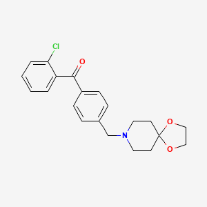 Chemical structure of 2-chloro-4'-[8-(1,4-dioxa-8-azaspiro[4.5]decyl)methyl]benzophenone