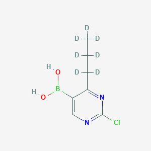 Chemical structure of 2-Chloro-4-(n-propyl-d7)-pyrimidine-5-boronic acid