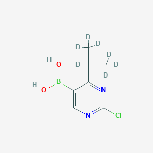 Chemical structure of 2-Chloro-4-(iso-propyl-d7)-pyrimidine-5-boronic acid