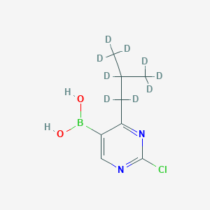 Chemical structure of 2-Chloro-4-(iso-butyl-d9)-pyrimidine-5-boronic acid