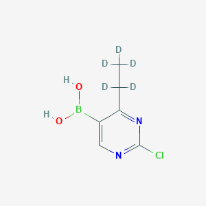 Chemical structure of 2-Chloro-4-(ethyl-d5)-pyrimidine-5-boronic acid