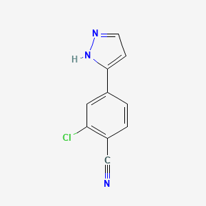 Chemical structure of 2-Chloro-4-(1H-pyrazol-5-yl)benzonitrile