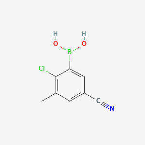 Chemical structure of 2-Chloro-3-methyl-5-cyanophenylboronic acid