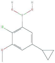 Chemical structure of 2-Chloro-3-methoxy-5-cyclopropylphenylboronic acid