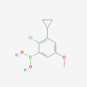 Chemical structure of 2-Chloro-3-cyclopropyl-5-methoxyphenylboronic acid
