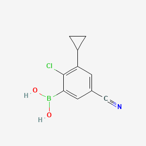 Chemical structure of 2-Chloro-3-cyclopropyl-5-cyanophenylboronic acid