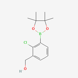 Chemical structure of 2-Chloro-3-(hydroxymethyl)phenylboronic Acid Pinacol Ester