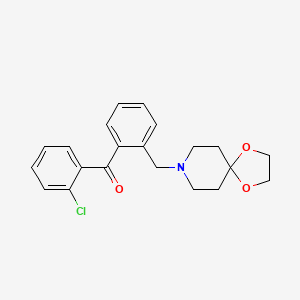 Chemical structure of 2-chloro-2'-[8-(1,4-dioxa-8-azaspiro[4.5]decyl)methyl]benzophenone