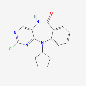 Chemical structure of 2-Chloro-11-cyclopentyl-5H-benzo[e]pyrimido[5,4-b][1,4]diazepin-6(11H)-one