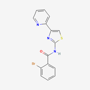 Chemical structure of 2-bromo-N-(4-(pyridin-2-yl)thiazol-2-yl)benzamide