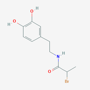 Chemical structure of 2-Bromo-N-(3,4-dihydroxyphenethyl)propanamide