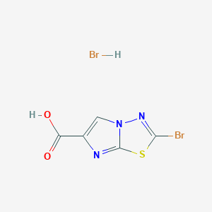 Chemical structure of 2-Bromoimidazo[2,1-b][1,3,4]thiadiazole-6-carboxylic acid hydrobromide