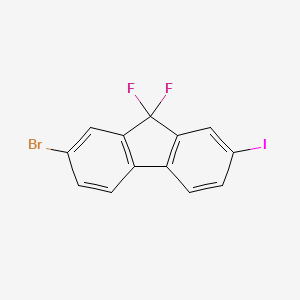 Chemical structure of 2-Bromo-9,9-difluoro-7-iodo-9H-fluorene