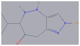 Chemical structure of 2-Bromo-6-isopropyl-5,8-dihydro-4H-pyrazolo[1,5-d][1,4]diazepin-7-one