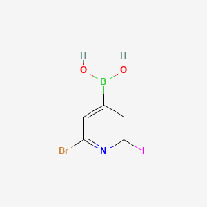 Chemical structure of 2-Bromo-6-iodopyridine-4-boronic acid