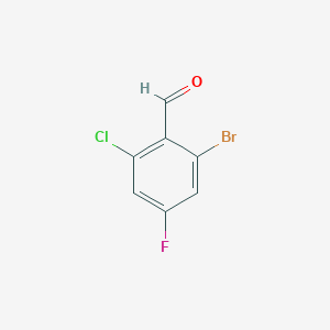 Chemical structure of 2-Bromo-6-chloro-4-fluorobenzaldehyde