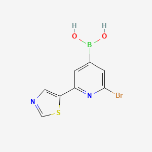 Chemical structure of 2-Bromo-6-(thiazol-5-yl)pyridine-4-boronic acid