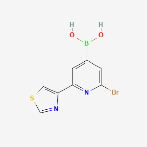 Chemical structure of 2-Bromo-6-(thiazol-4-yl)pyridine-4-boronic acid