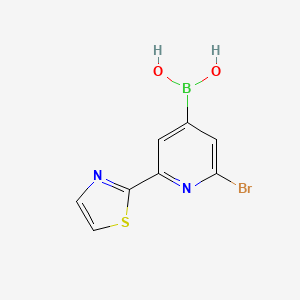 Chemical structure of 2-Bromo-6-(thiazol-2-yl)pyridine-4-boronic acid