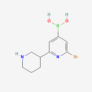 Chemical structure of 2-Bromo-6-(piperidin-3-yl)pyridine-4-boronic acid