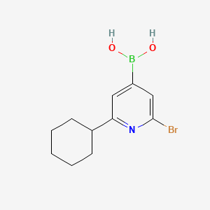 Chemical structure of 2-Bromo-6-(cyclohexyl)pyridine-4-boronic acid