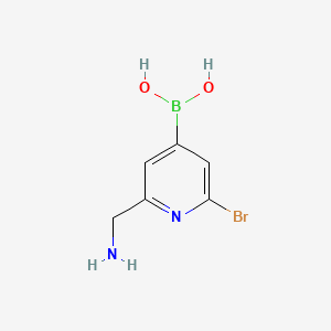 Chemical structure of 2-Bromo-6-(aminomethyl)pyridine-4-boronic acid