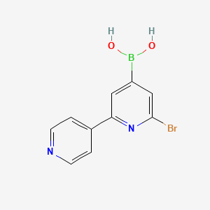Chemical structure of 2-Bromo-6-(4-pyridyl)pyridine-4-boronic acid