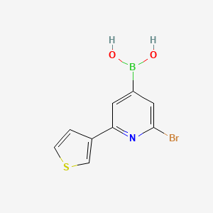 Chemical structure of 2-Bromo-6-(3-thienyl)pyridine-4-boronic acid