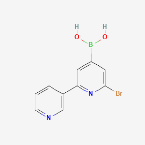 Chemical structure of 2-Bromo-6-(3-pyridyl)pyridine-4-boronic acid