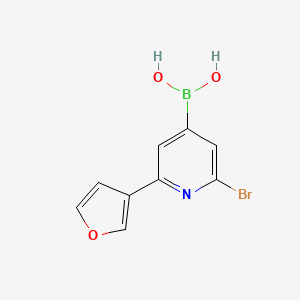 Chemical structure of 2-Bromo-6-(3-furyl)pyridine-4-boronic acid